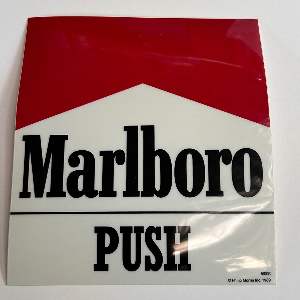 Marlboro Cigarettes Push Door Decals Vintage NOS 1988 Rooftop Logo Tobacco NEW